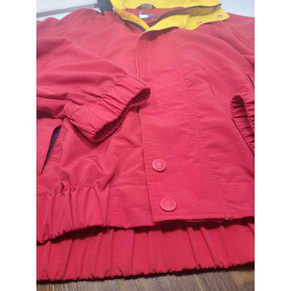 Vintage 90's Tommy Hilfiger Hooded Jacket Red Blue Men's Size XL Spellout Hooded - Picture 5 of 15